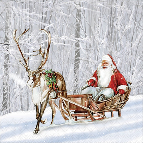 Decoupage Napkin - (DN-8871) - Santa in Snowy Forest