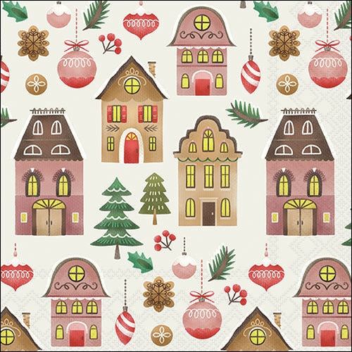 Decoupage Napkin - (DN-8839) - Christmas at Home Cream