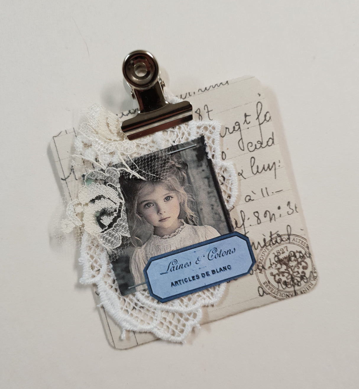 Mini Handmade Pouch with Vintage Stamps