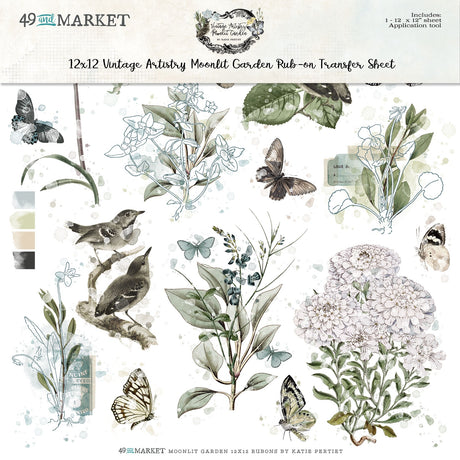 49 and Market - Vintage Artistry Moonlit Garden - 12 x 12 Rub-ons