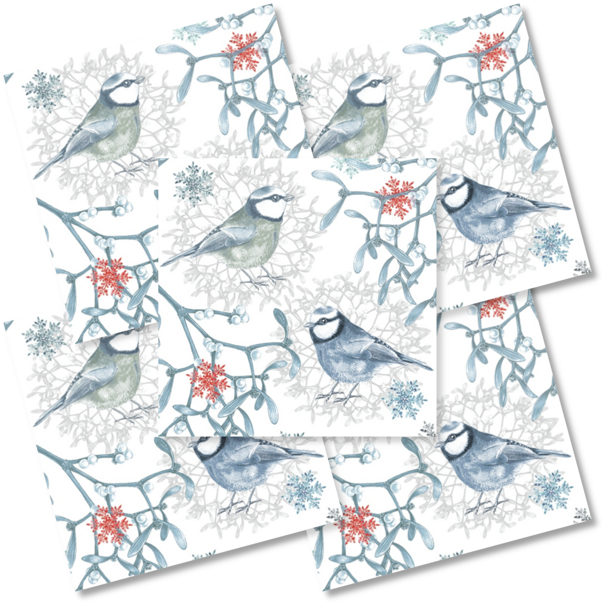 Decoupage Napkin - (DN-8655) - Blue Chickadees - Set of 5