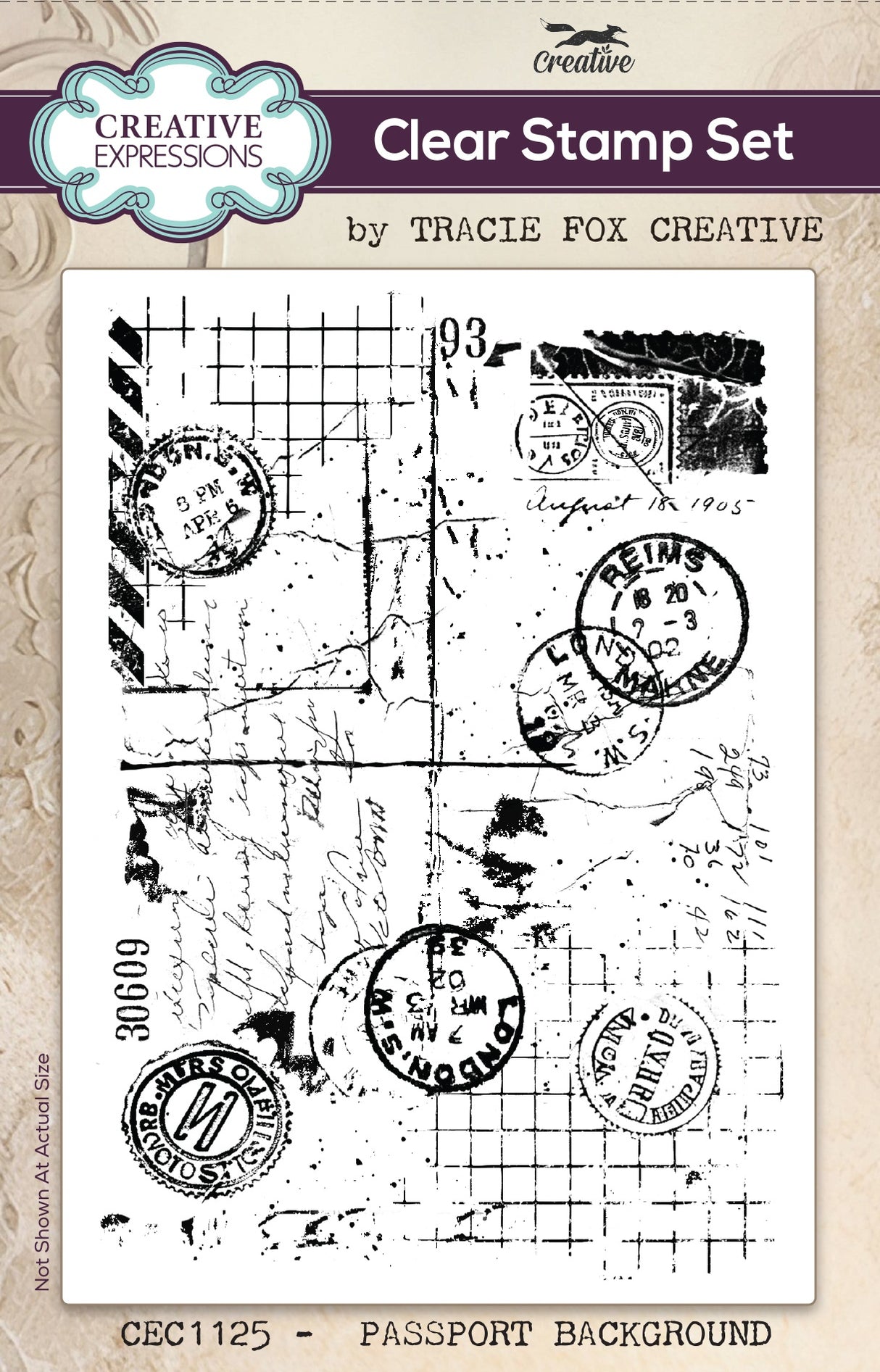 Creative Expressions - Tracie Fox - Passport Background - Clear Stamp Set