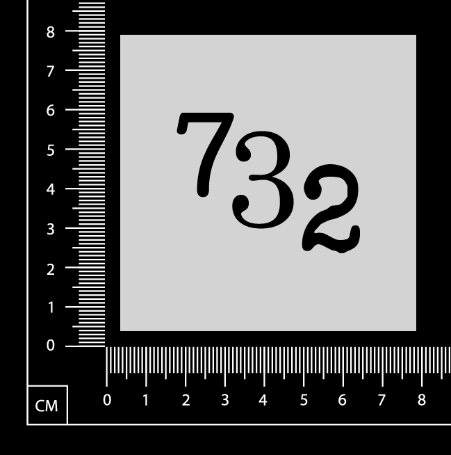Number 732 - Stencil - 75mm x 75mm