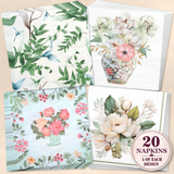 Botanical Floral Decoupage Napkin Bundle – Set of 20
