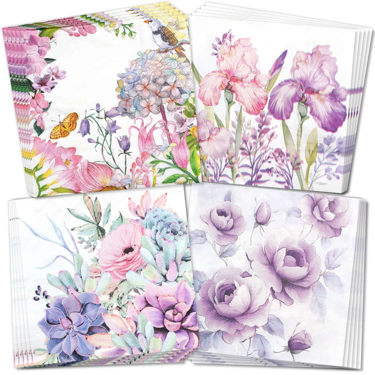 Floral Decoupage Napkin Bundle – Set of 20