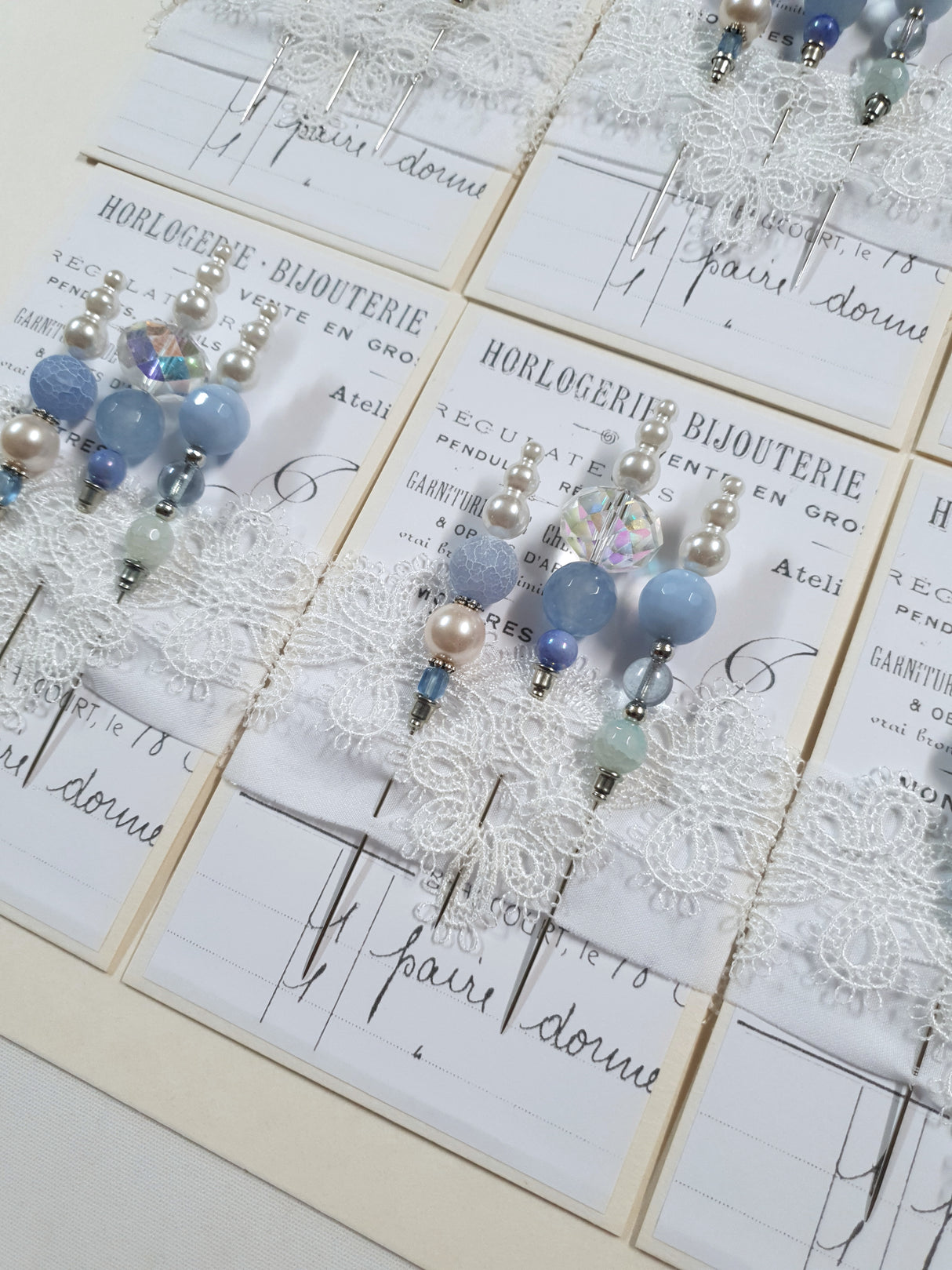 Handmade beaded stick pins - set of 3 - 8016