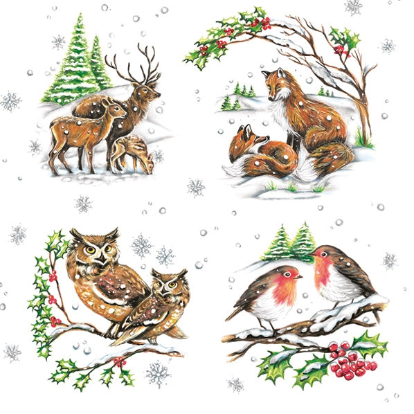 Decoupage Napkin - (DN-8030) - Winter Animals