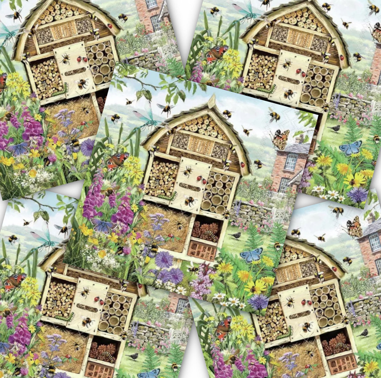 Decoupage Napkin - (DN-8033) - Bee Hotel - Set of 5