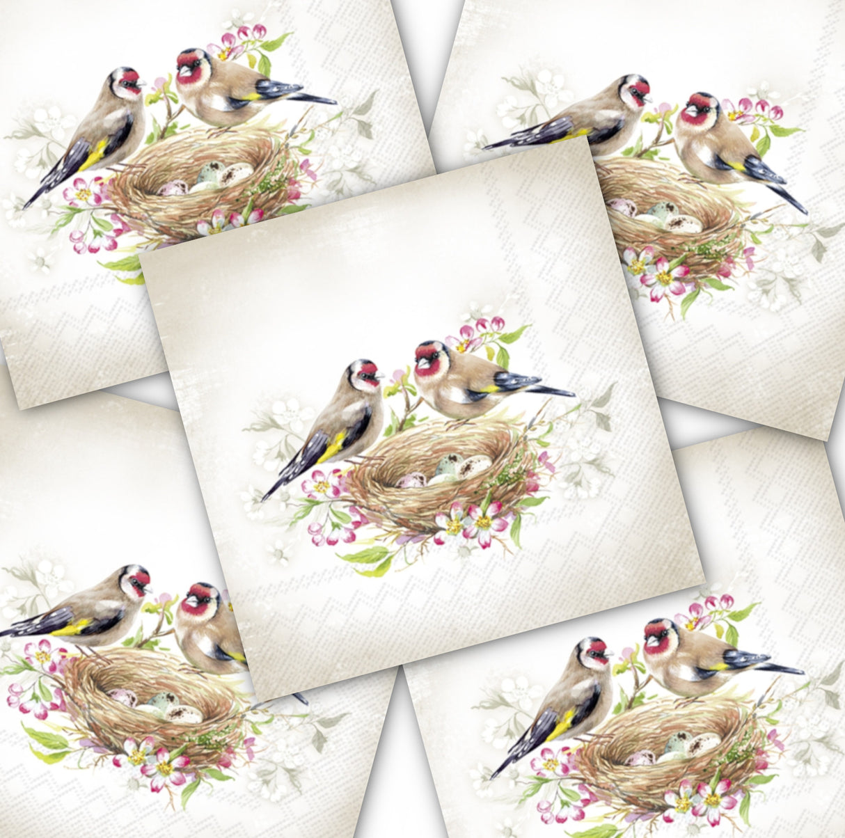Decoupage Napkin - (DN-8035) -  Lovely Goldfinch Linen - Set of 5