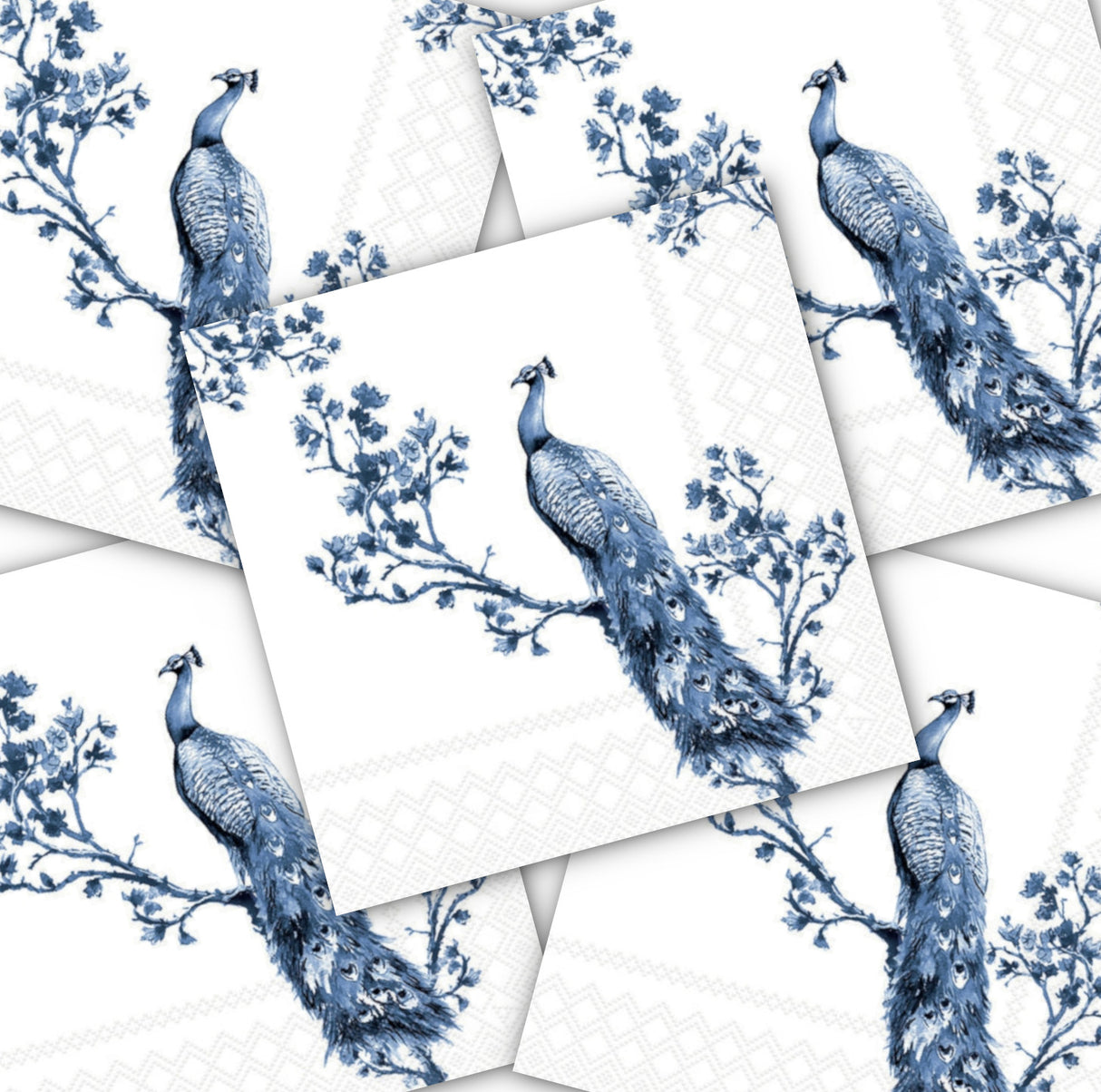 Decoupage Napkin - (DN-8036) -  Royal Peacock - Set of 5