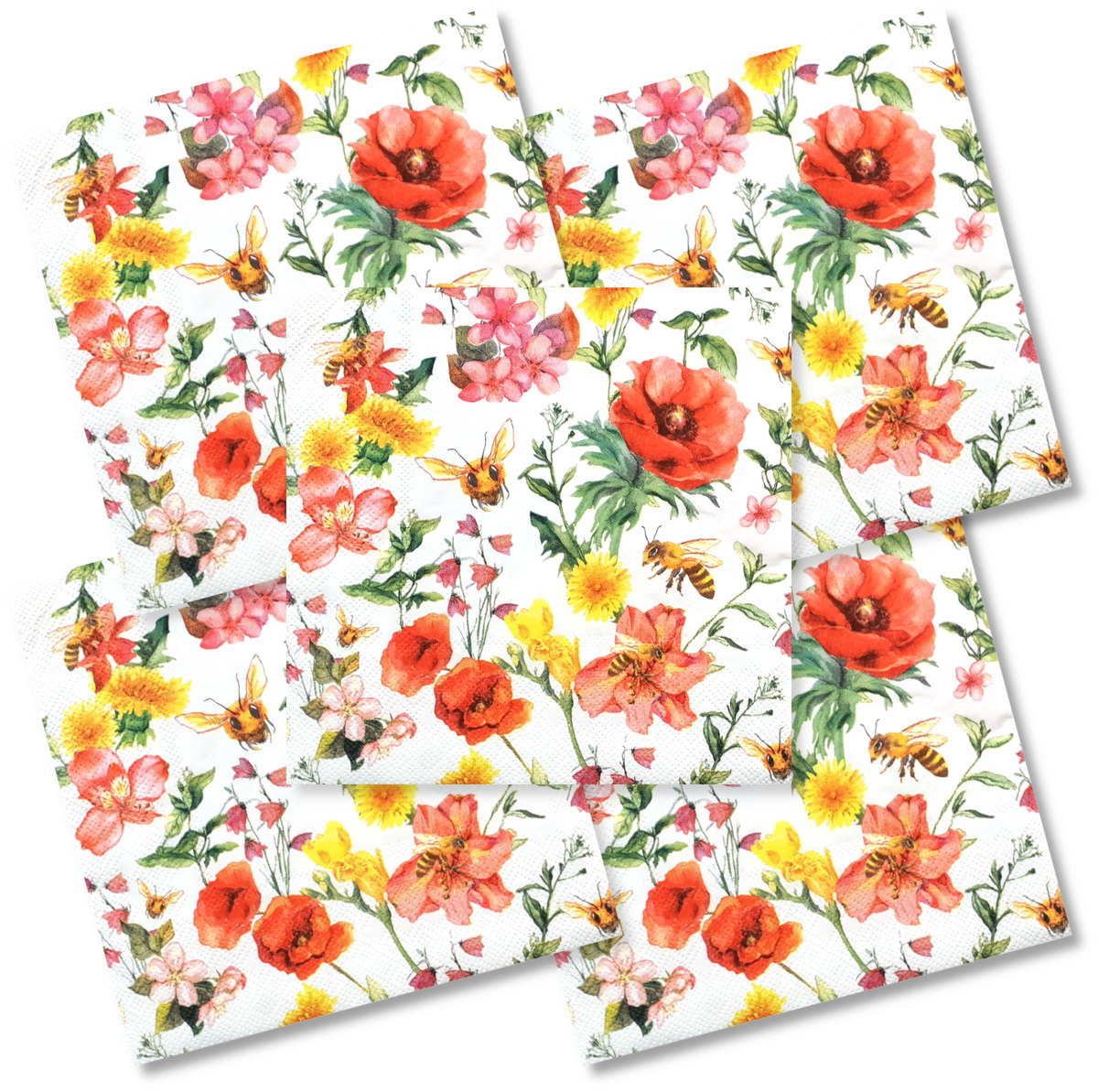 Decoupage Napkin - (DN-8075) - Busy Bees - Set of 5