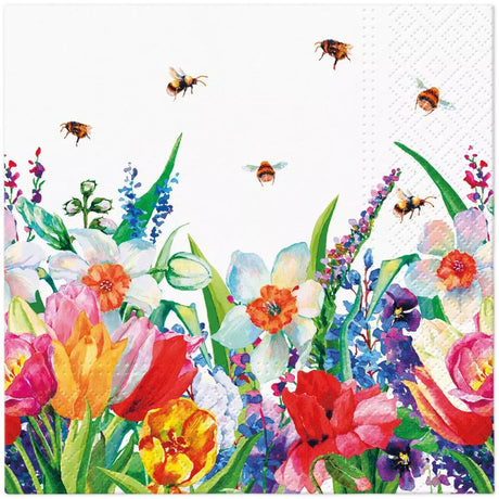 Decoupage Napkin - (DN-8077) - Meadow with Bees - Set of 5