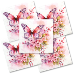 Decoupage Napkin - (DN-8081) - Pink Butterfly - Set of 5