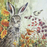 Decoupage Napkin - (DN-8090) - Rabbit in Autumn - Set of 5