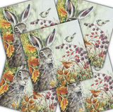 Decoupage Napkin - (DN-8090) - Rabbit in Autumn - Set of 5
