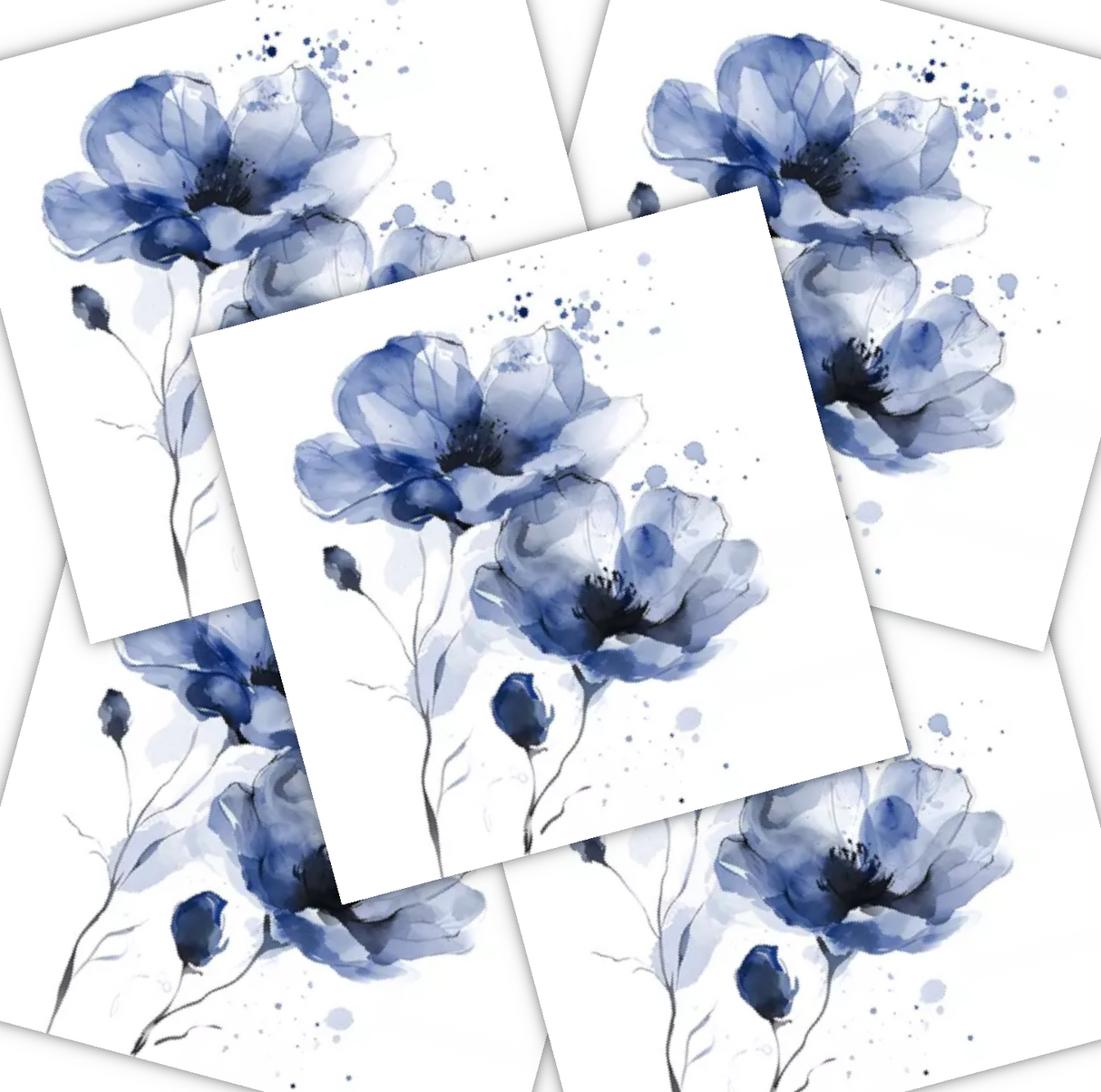 Decoupage Napkin - (DN-8097) - Fiori Delicati - Navy - Set of 5