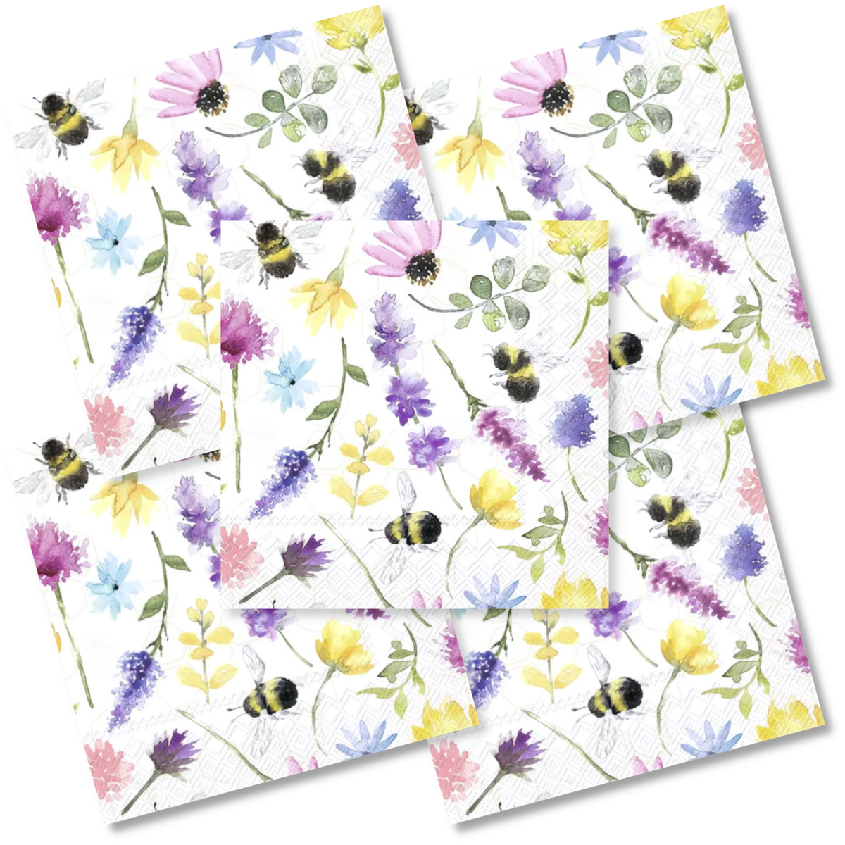 Decoupage Napkin - (DN-8099) - Summer Bees - Set of 5
