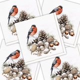 Decoupage Napkin - (DN-8103) - Bullfinch & Cones - Set of 5