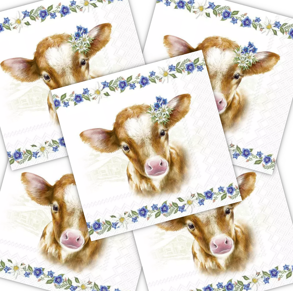 Decoupage Napkin - (DN-8105) - Auf Der Alm - Light Green - Set of 5