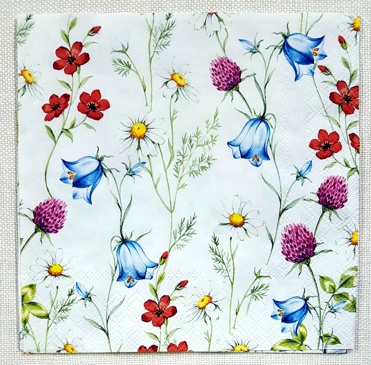 Decoupage Napkin - (DN-8106) - Mixed Wild Flowers - White