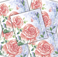 Decoupage Napkin - (DN-8114) - Aquarell Rose - Set of 5