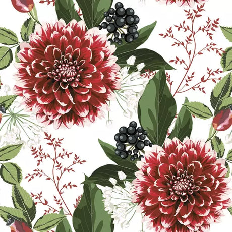 Decoupage Napkin - (DN-8115) - Burgundy Dahlia Flowers - Set of 5