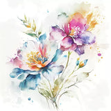 Decoupage Napkin - (DN-8129) - Watercolour Pastel Flowers - Set of 5