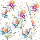 Decoupage Napkin - (DN-8129) - Watercolour Pastel Flowers - Set of 5