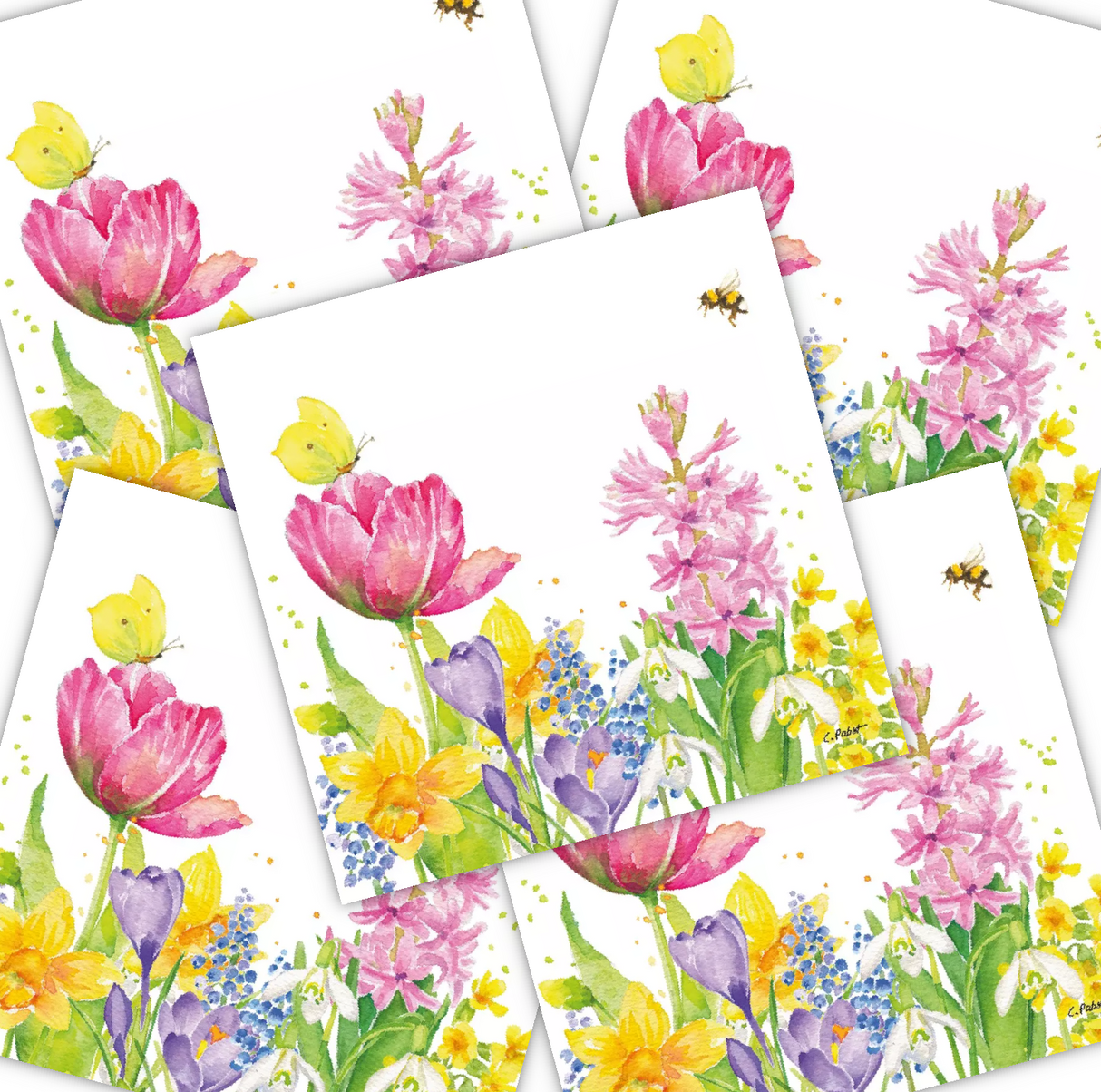 Decoupage Napkin - (DN-8131) - Butterfly & Bee - Set of 5