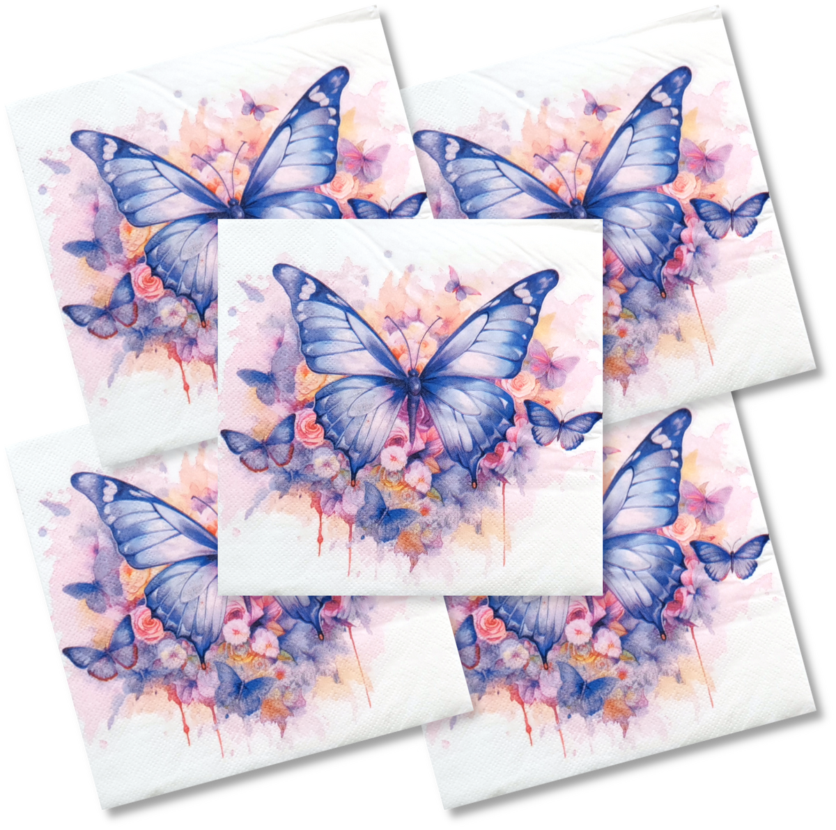 Decoupage Napkin - (DN-8145) - Butterfly Cluster - Set of 5