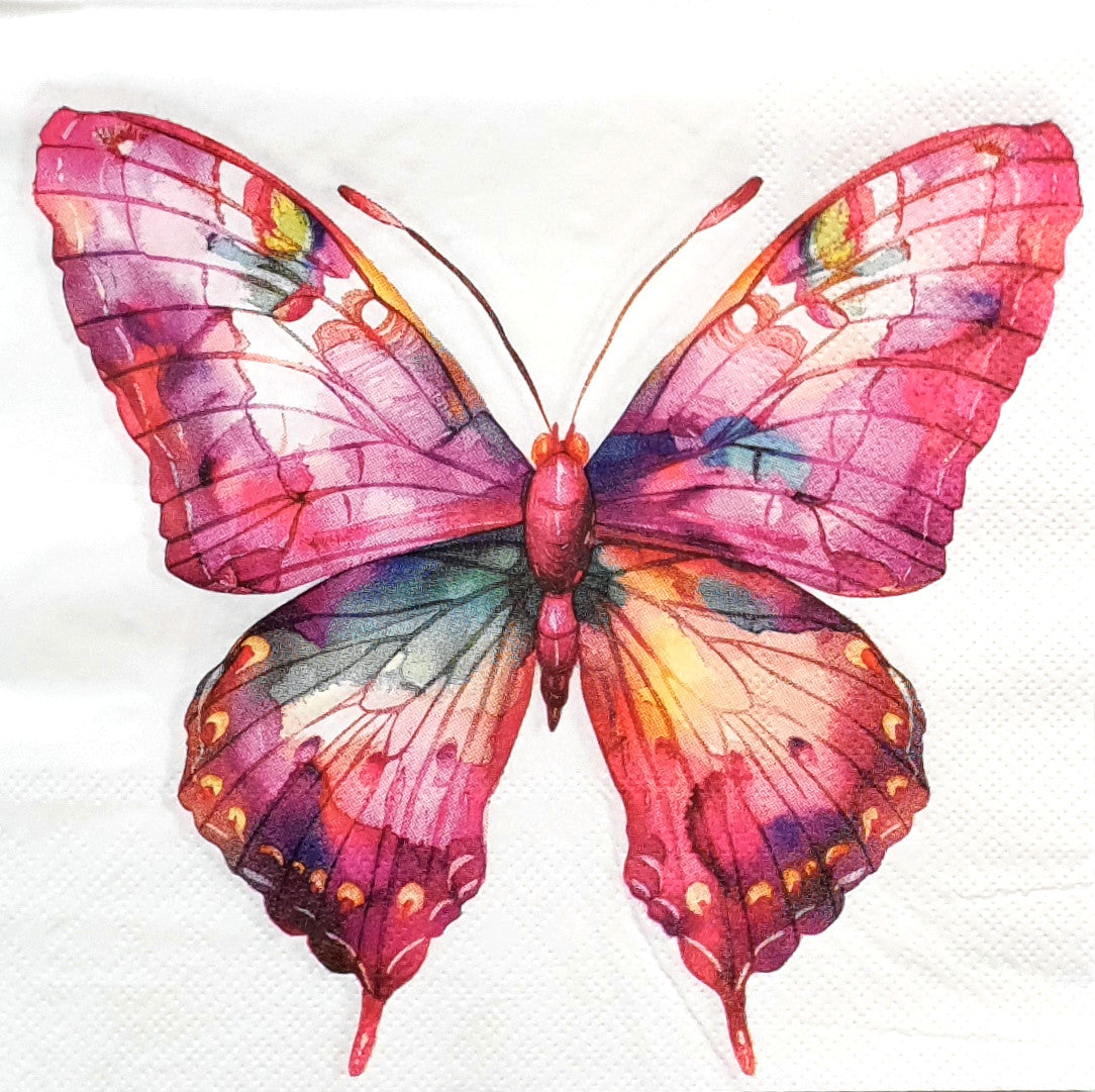 Decoupage Napkin - (DN-8146) - Big Pink Butterfly