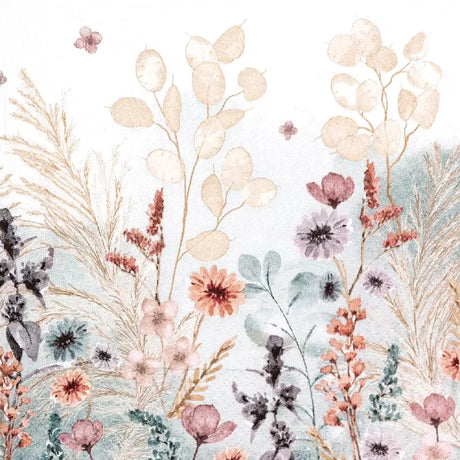 Decoupage Napkin - (DN-8162) - Mellow Flowers - Natural - Set of 5