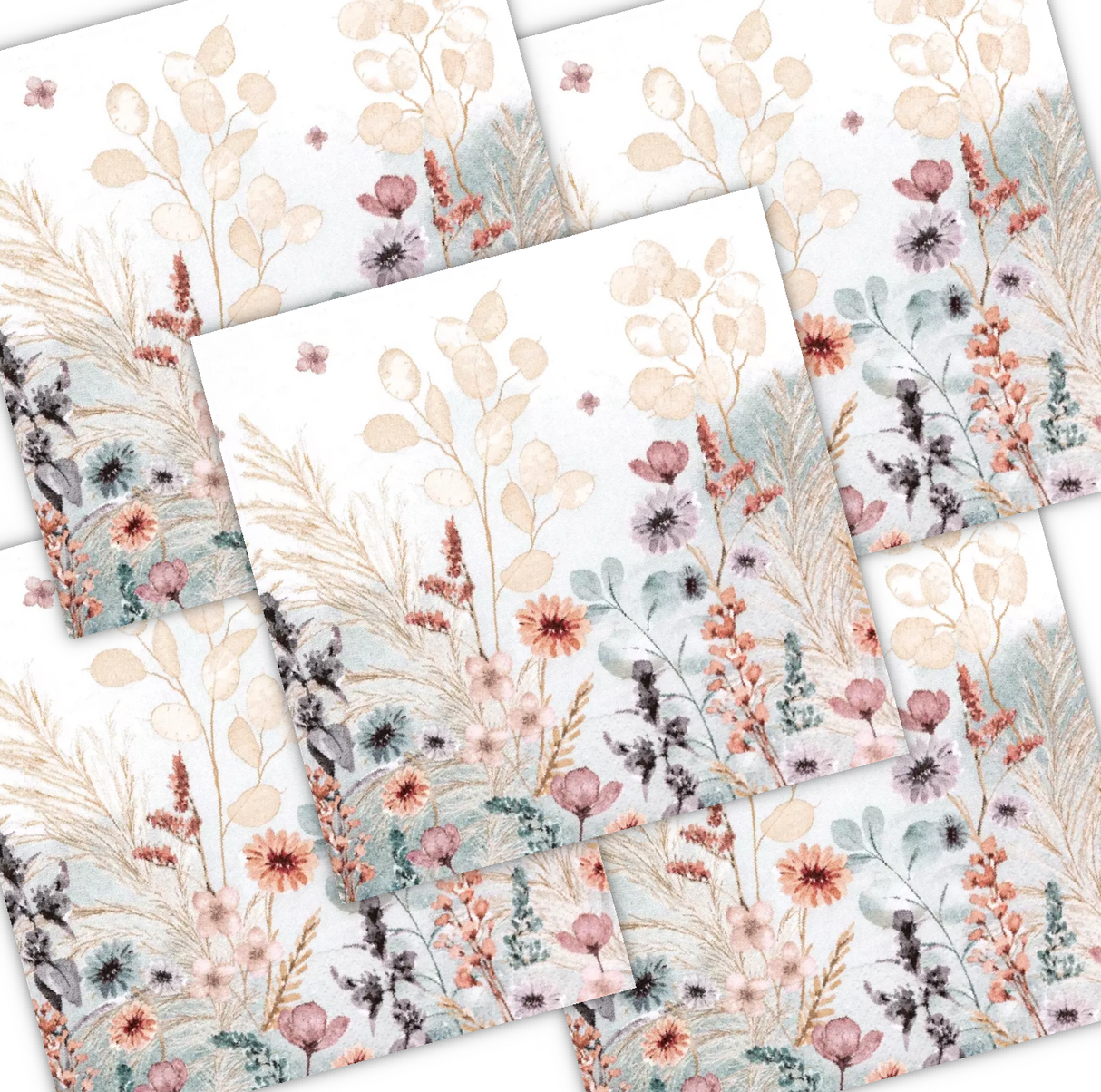 Decoupage Napkin - (DN-8162) - Mellow Flowers - Natural - Set of 5