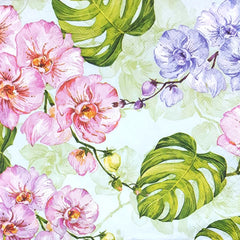 Decoupage Napkin - (DN-8189) - Wild Orchid with Monstera Leaves