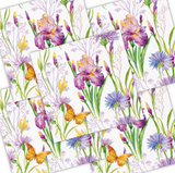 Decoupage Napkin - (DN-8207) -  Iris with Butterfly - Set of 5