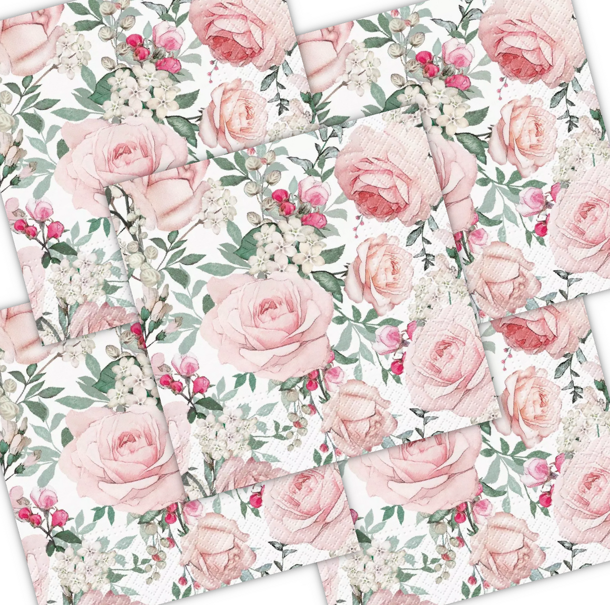 Decoupage Napkin - (DN-8208) - Gorgeous Roses - Set of 5