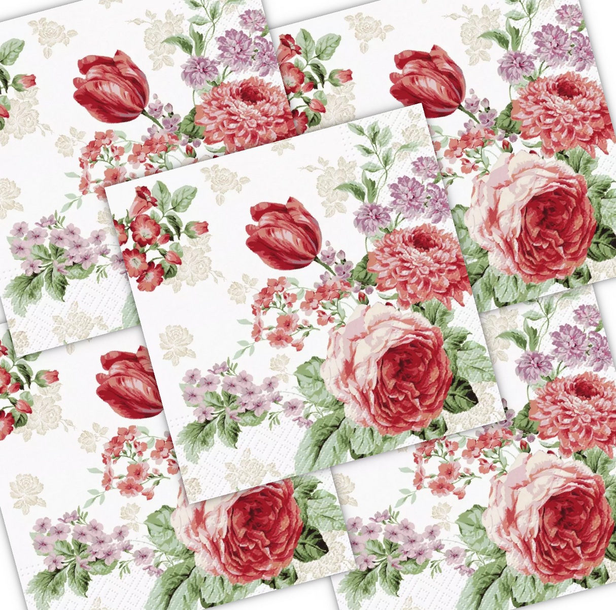 Decoupage Napkin - (DN-8225) - Mysterious Roses - Set of 5