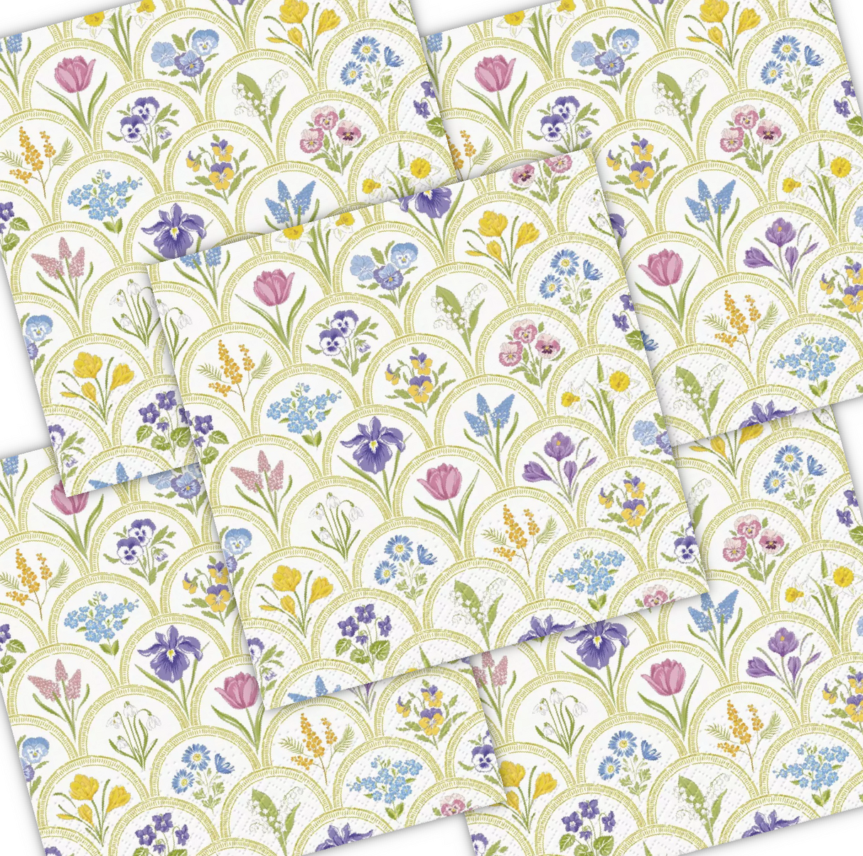 Decoupage Napkin - (DN-8231) - Garden Medallion Print - Set of 5