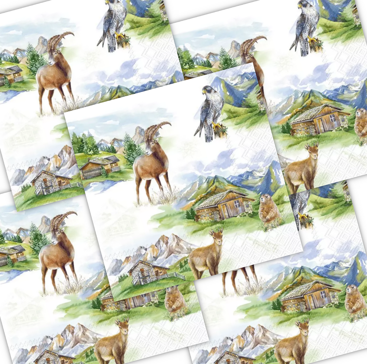 Decoupage Napkin - (DN-8242) - Mountain Wildlife - Set of 5