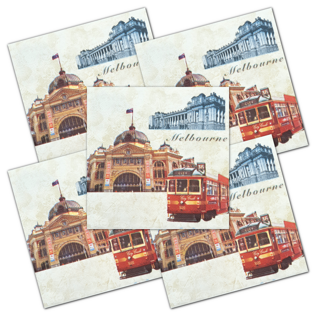 Decoupage Napkin - (DN-8258) - Melbourne - Set of 5