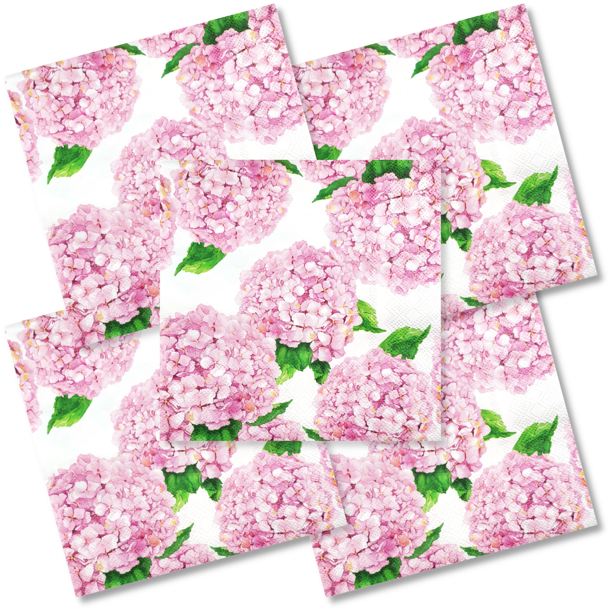 Decoupage Napkin - (DN-8262) - Pink Hydrangea - Set of 5