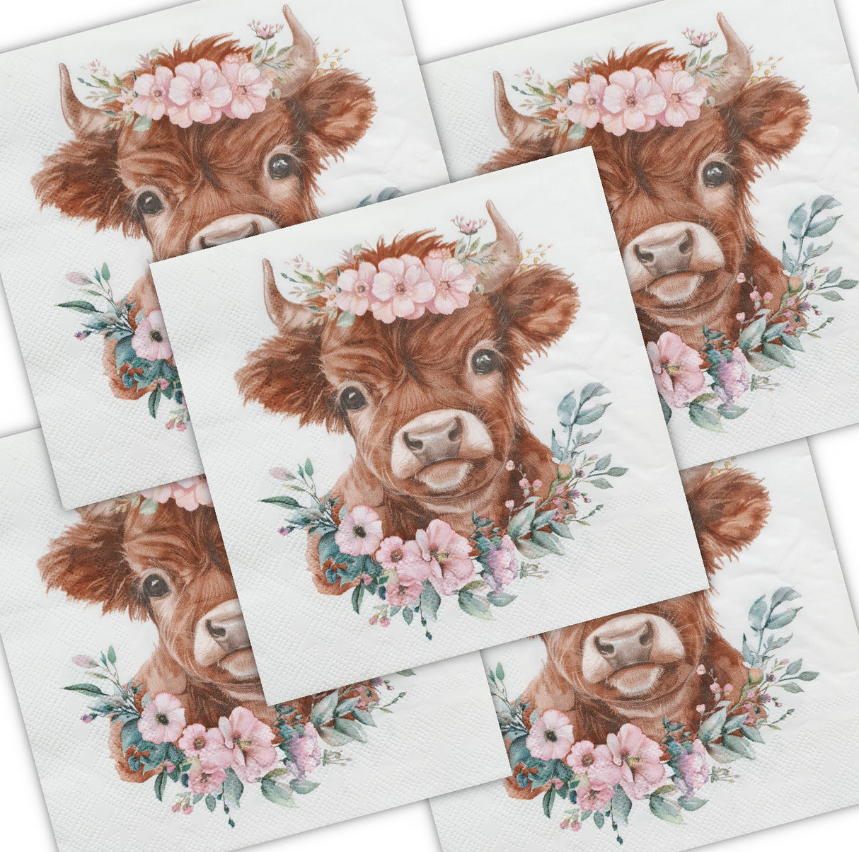 Decoupage Napkin - (DN-8271) - Bessie Cow - Set of 5
