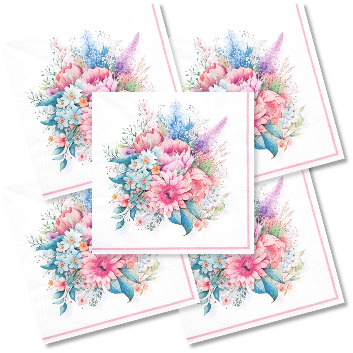 Decoupage Napkin - (DN-8284) - Flowers - Set of 5