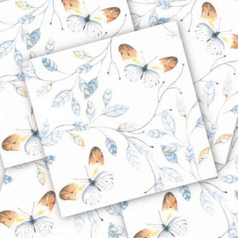 Decoupage Napkin - (DN-8385) - Orange Tip Butterfly - Aqua - Set of 5