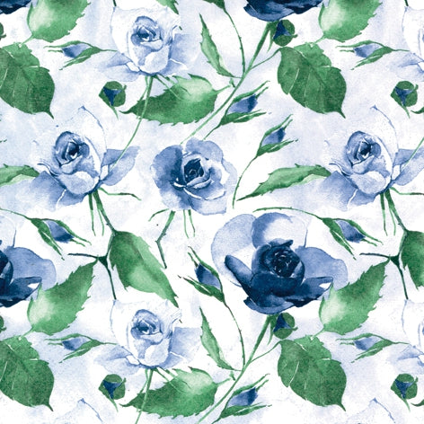 Decoupage Napkin - (DN-8395) - Powdery Roses - Blue - Set of 5