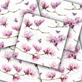 Decoupage Napkin - (DN-8417) - Magnolia & Butterfly - Set of 5