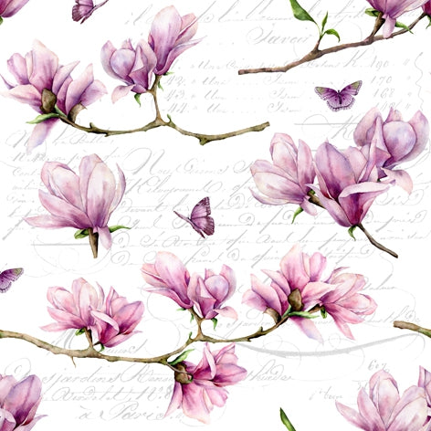 Decoupage Napkin - (DN-8417) - Magnolia & Butterfly