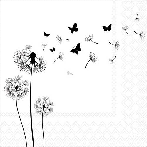 Decoupage Napkin - (DN-8439) - Blowing Away - Black