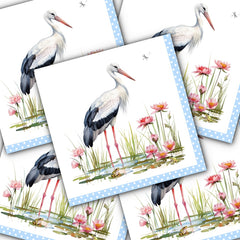 Decoupage Napkin - (DN-8473) - Stork & Frogs bleu - Set of 5