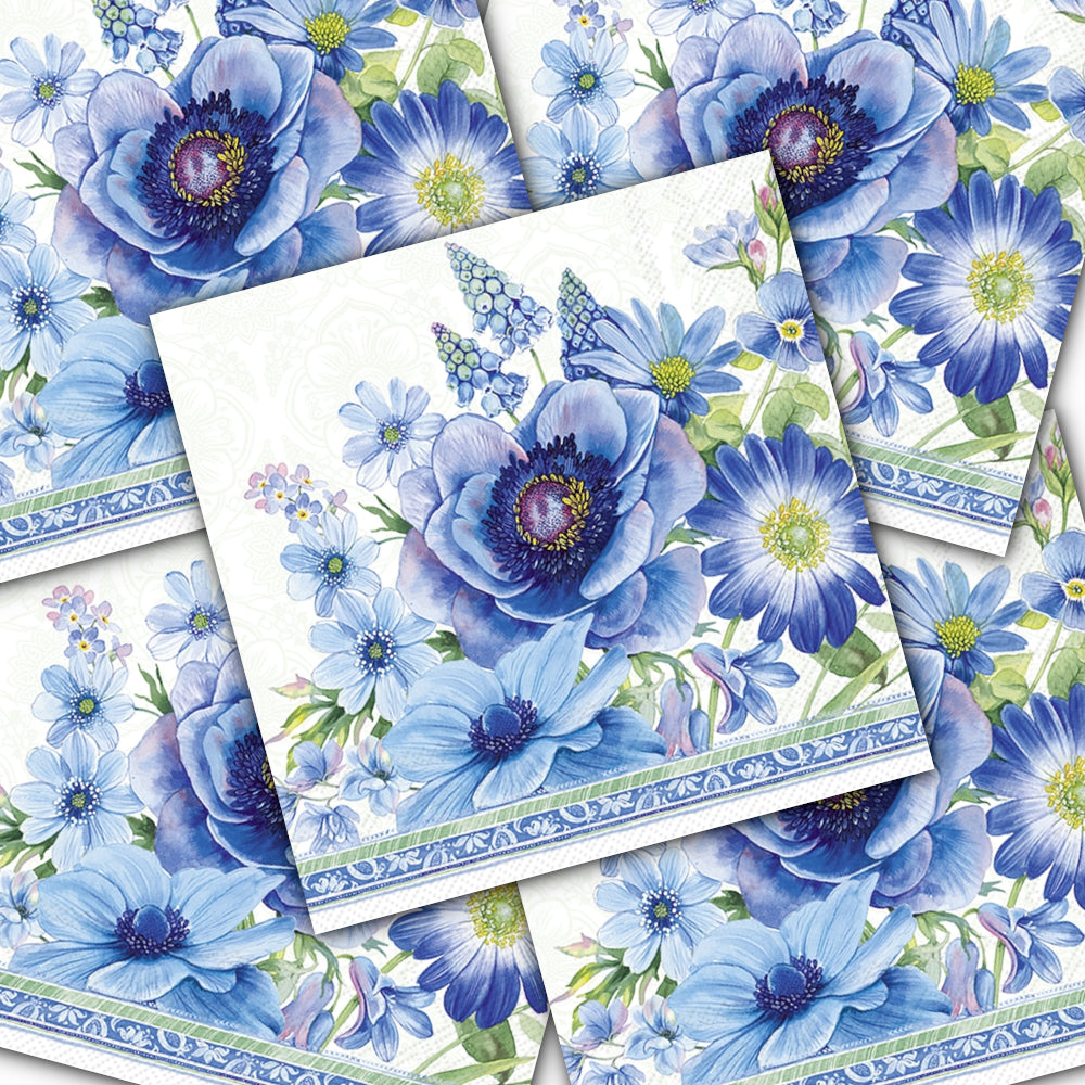 Decoupage Napkin - (DN-8483) - Springtime Blues - Light Blue - Set of 5